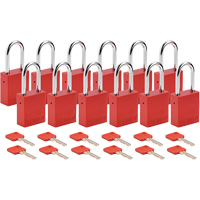 Lockout Padlock, Safety Padlock, Keyed Different, Aluminum, 1-1/2" Width Brunswick Fyr & Safety