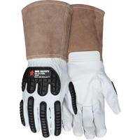 Leather Welding Work Gloves, Medium, Goatskin Palm, Gauntlet Cuff SHJ534 | Brunswick Fyr & Safety