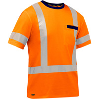 Chemise &agrave; manches courtes et X au dos Bisley, Poly-coton, Petit, Orange haute visibilit&eacute; Brunswick Fyr & Safety