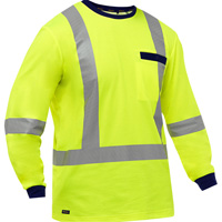Chemise &agrave; manches longues et X au dos Bisley, Poly-coton, Petit, Jaune lime haute visibilit&eacute; Brunswick Fyr & Safety