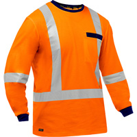 Chemise &agrave; manches longues et X au dos Bisley, Poly-coton, Petit, Orange haute visibilit&eacute; Brunswick Fyr & Safety