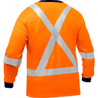 Chemise &agrave; manches longues et X au dos Bisley, Poly-coton, Petit, Orange haute visibilit&eacute; Brunswick Fyr & Safety