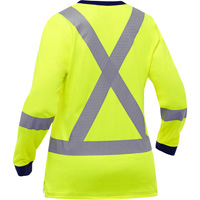 Chemise &agrave; manches longues et X au dos Bisley pour femmes, Poly-coton, Petit, Jaune lime haute visibilit&eacute; Brunswick Fyr & Safety