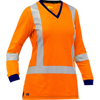 Chemise &agrave; manches longues et X au dos Bisley pour femmes, Poly-coton, Petit, Orange haute visibilit&eacute; Brunswick Fyr & Safety