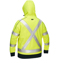 Coton ouat&eacute; doubl&eacute; de sherpa avec capuchon &agrave; fermeture &eacute;clair compl&egrave;te et X au dos Bisley pour femmes, Petit, Jaune lime haute visibilit&eacute; Brunswick Fyr & Safety