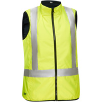 Veste bouffante, enveloppante et r&eacute;versible avec X au dos Bisley pour femmes, Jaune lime haute visibilit&eacute;, Petit, Polyester Brunswick Fyr & Safety