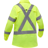 Bisley&reg; X-Back Women's Long Sleeve Work Shirt with X-Airflow, Poly-Cotton, Small, High Visibility Lime-Yellow Brunswick Fyr & Safety
