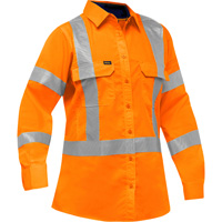 Bisley&reg; X-Back Women's Long Sleeve Work Shirt with X-Airflow, Poly-Cotton, Small, High Visibility Orange Brunswick Fyr & Safety