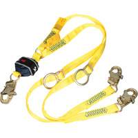 Twin-Leg Tie-Back Web Shock-Absorbing Lanyard, 6', Snap Hook Center, Snap Hook Leg Ends, Polyester Brunswick Fyr & Safety