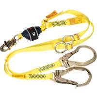 Twin-Leg Tie-Back Web Shock-Absorbing Lanyard, 6', Rebar Hook Center, Snap Hook Leg Ends, Polyester Brunswick Fyr & Safety