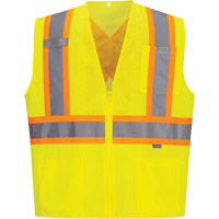 Veste de s&eacute;curit&eacute; &agrave; bandes contrastantes, Jaune lime haute visibilit&eacute;, Petit, Polyester Brunswick Fyr & Safety