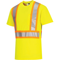 T-shirt de s&eacute;curit&eacute; &agrave; bandes contrastantes, Polyester, Petit, Jaune lime haute visibilit&eacute; Brunswick Fyr & Safety