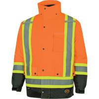 5056 Pioneer&reg; Yukon 7-in-1 Waterproof Winter Safety Parka, Polyester, Black/High Visibility Orange, X-Small Brunswick Fyr & Safety