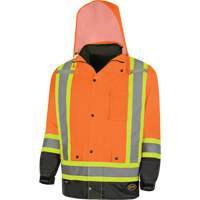 5056 Pioneer&reg; Yukon 7-in-1 Waterproof Winter Safety Parka, Polyester, Black/High Visibility Orange, X-Small Brunswick Fyr & Safety
