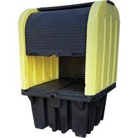 Yellow Roll Top Hardcover Spill Pallet, 65" L x 65" W x 101" H, 5000 lbs. Load Capacity Brunswick Fyr & Safety