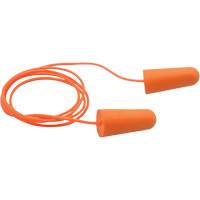 Bouchons d'oreilles coniques jetables en mousse de PU orange SEALTEC33, Avec cordon, Vrac - Boîte, 33 dB NRR, Taille unique Brunswick Fyr & Safety