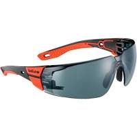Lunettes de s&eacute;curit&eacute; RUSH+ 2.0 avec monture noire et rouge, M/G, Lentille Fum&eacute;e, Antibu&eacute;e/Anti-&eacute;gratignures, ANSI Z87+ Brunswick Fyr & Safety