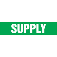 "Supply" Pipe Markers, Self-Adhesive, 4" H x 24" W, White on Green SI514 | Brunswick Fyr & Safety