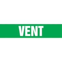 "Vent" Pipe Markers, Self-Adhesive, 4" H x 24" W, White on Green SI570 | Brunswick Fyr & Safety