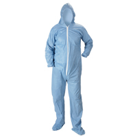 Pyrolon<sup>®</sup> Plus 2 FR Hooded Coveralls With Boots, Small, Blue, FR Treated Fabric SN353 | Brunswick Fyr & Safety