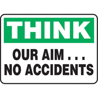 Enseigne  Our Aim… No Accidents , 7" x 10", Aluminium, Anglais Brunswick Fyr & Safety