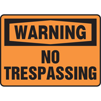 "No Trespassing" Sign, 7" x 10", Plastic, English ST804 | Brunswick Fyr & Safety