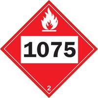 1075 Liquefied Petroleum Flammable Gas TDG Placard, Plastic Brunswick Fyr & Safety