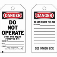 Self-Laminating Safety Tags, Polyester, 3" W x 5-3/4" H, English SX346 | Brunswick Fyr & Safety