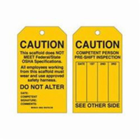 &eacute;tiquettes de s&eacute;curit&eacute; pour les &eacute;chafaudages, Polyester, 4" la x 7" h, Anglais Brunswick Fyr & Safety
