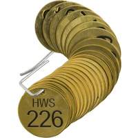 &eacute;tiquettes num&eacute;rot&eacute;es pour vannes HWS, # 226-250, Laiton, 1,5" dia. Brunswick Fyr & Safety