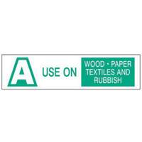 "A Use on Wood Paper Textiles and Rubbish" Labels, 6" L x 1-1/2" W, Green on White Brunswick Fyr & Safety