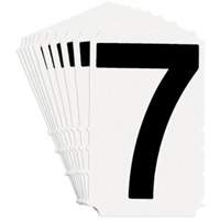 Quick-Align&reg; Individual Gothic Number & Letter Labels, 7, 4" H, Black on White Brunswick Fyr & Safety