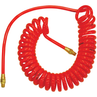 Flexcoil Self-Storing Polyurethane Air Hoses With Fittings, Air, 1/4" ID x 15' L, Polyurethane, 140 PSI at 23 °C Brunswick Fyr & Safety
