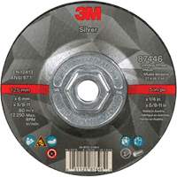 Quick Change Silver Depressed Centre Grinding Wheel 87446, 5" x 1/4", 5/8"-11 Arbor, Type 27, Ceramic Brunswick Fyr & Safety