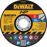 HP™ Metal Cut-Off Wheel, 4-1/2" x 0.04", 7/8" Arbor, Type 1, Aluminum Oxide, 13300 RPM TCU081 | Brunswick Fyr & Safety