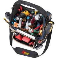 Molded Base Electrical/HVAC Tool Carrier, Ballistic Polyester, 20 Pockets, Black/Blue Brunswick Fyr & Safety
