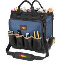 Molded Base Multi-Compartment Technician's Tool Bag, Ballistic Polyester, 54 Pockets, Black/Blue Brunswick Fyr & Safety