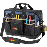 Molded Base Contractor's Closed-Top Tool Bag, Ballistic Polyester, 29 Pockets, Black/Blue Brunswick Fyr & Safety