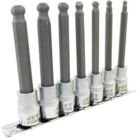 LHSW-3807M Metric 4" Long Ball Nose Socket Set, Hex Ball, 3/8" Drive, 7 Pcs Brunswick Fyr & Safety