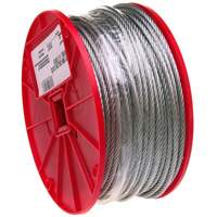 Wire Cable, 500' (152.4 m) x 3/32", 184 lbs. (0.092 tons), Galvanized TQB486 | Brunswick Fyr & Safety