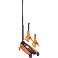 Service Jack with 4-Ton Vehicle Stands, 3.5 Ton(s) Capacity, 5-1/8" Lowered, 21" Raised, Manual Hydraulic UAV872 | Brunswick Fyr & Safety