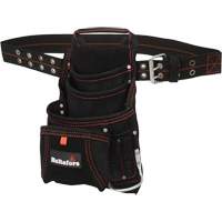 Carpenter's Suede Nail & Tool Bag, Leather, 11 Pockets, Black UAX328 | Brunswick Fyr & Safety