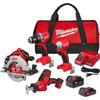 4-Tool Combo Kit, Lithium-Ion, 18 V Brunswick Fyr & Safety
