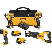 XR&reg; Brushless Cordless 4-Tool Combo Kit, Lithium-Ion, 20 V Brunswick Fyr & Safety