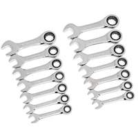 72-Tooth 12 Point Stubby Wrench Set, Ratcheting Combination, 14 Pieces, Imperial and Metric Brunswick Fyr & Safety