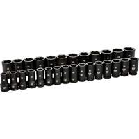 6 Point Metric Socket Set, 28 Pcs, Impact, 3/4" Drive Size, Deep Brunswick Fyr & Safety