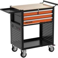 Utility Cart, 4 Drawers, Black/Orange Brunswick Fyr & Safety