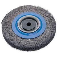Crimped Wire Bench Wheel Brush, 6" Dia., 0.0118" Fill, 1/2" - 1-1/4" Arbor Brunswick Fyr & Safety