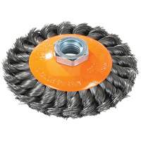 Brosse concave &agrave; fils nou&eacute;s torsad&eacute;s, Dia. 7", Fils 0,02", Arbre 5/8"-11, Acier Brunswick Fyr & Safety