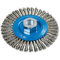 Stringer Bead Knotted Wire Brush, 4-1/2" Dia., 0.02" Fill, 5/8"-11 Arbor, Aluminum/Stainless Steel UE921 | Brunswick Fyr & Safety